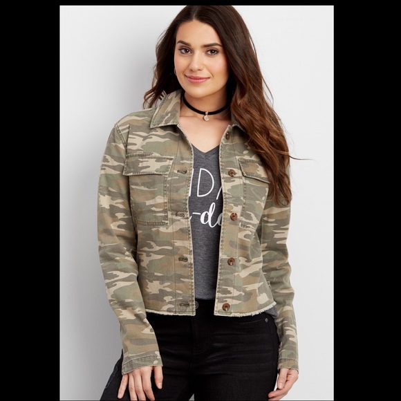 Maurices Jackets & Blazers - MAURICES cropped camo jacket w floral embroidery